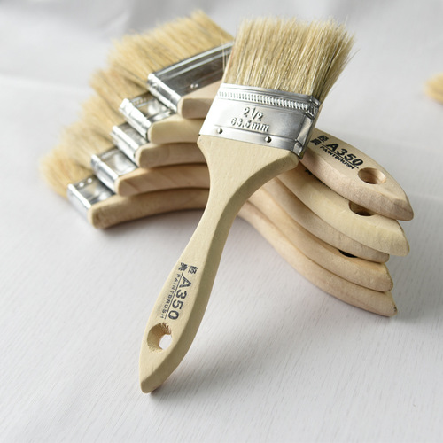 Factory direct sales a350 3-inch bristle wooden handle 2-inch glue brush wholesale 1-inch industrial pig bristle brush for sweeping dust