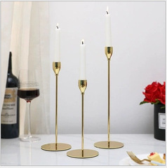 美式復古北歐式簡約浪漫金色小蠻腰燭台 婚慶道具家居擺件