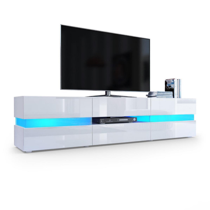 Moderno simple placa TV gabinete con alta luz LED luz dormitorio sala de estar pequeño apartamento TV gabinete fábrica al por mayor