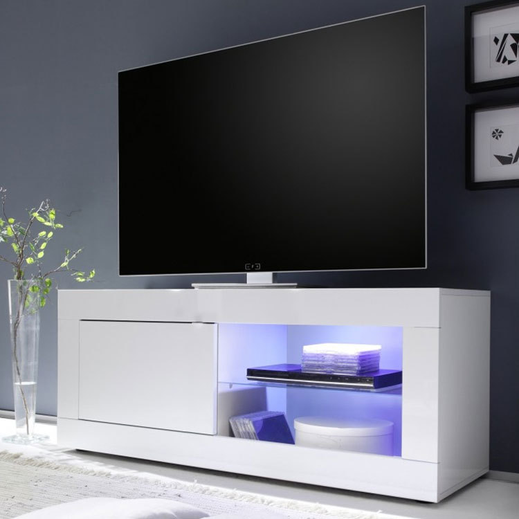Moderno simple placa TV gabinete con alta luz LED luz dormitorio sala de estar pequeño apartamento TV gabinete fábrica al por mayor
