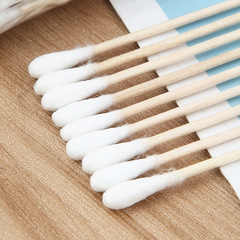 Dual-Head Cleaning Ear Cleaning Cotton Swabs, Skin-Friendly, Clean and Hygienic, Household Use Wooden Cotton Stick, 100 Pieces