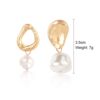 Retro fashionable earrings from pearl, European style, simple and elegant design