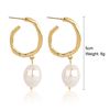 Retro fashionable earrings from pearl, European style, simple and elegant design