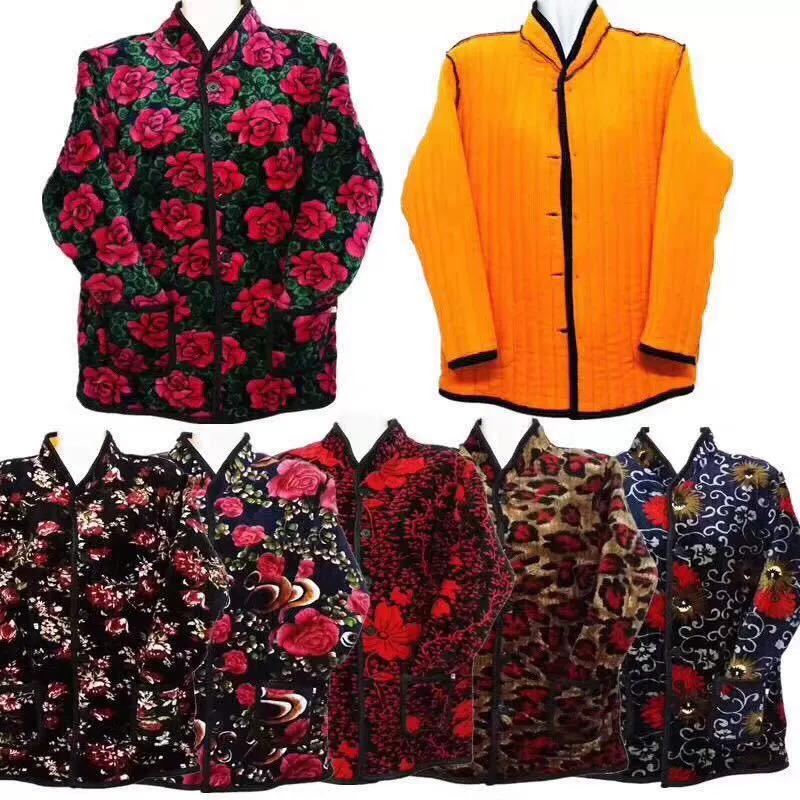 Пальто из кашемира Silver Fox с толстым утолщенным хлопковым подкладом, зимний теплый кардиган с карманом для матерей среднего и пожилого возраста с цветочным хлопковым подкладом