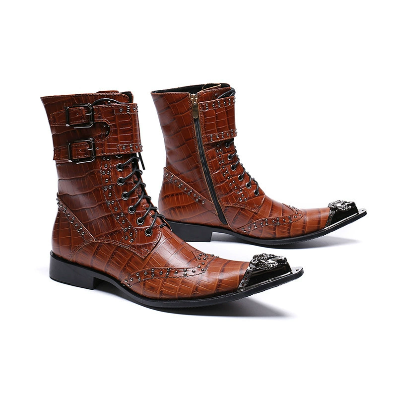 2018 Студенческая обувь с хлопковой подкладкой, зимние ботинки в Корейском стиле, мужские Модные Мужские дышащие элегантные длинные коричневые сапоги больших размеров на заказ