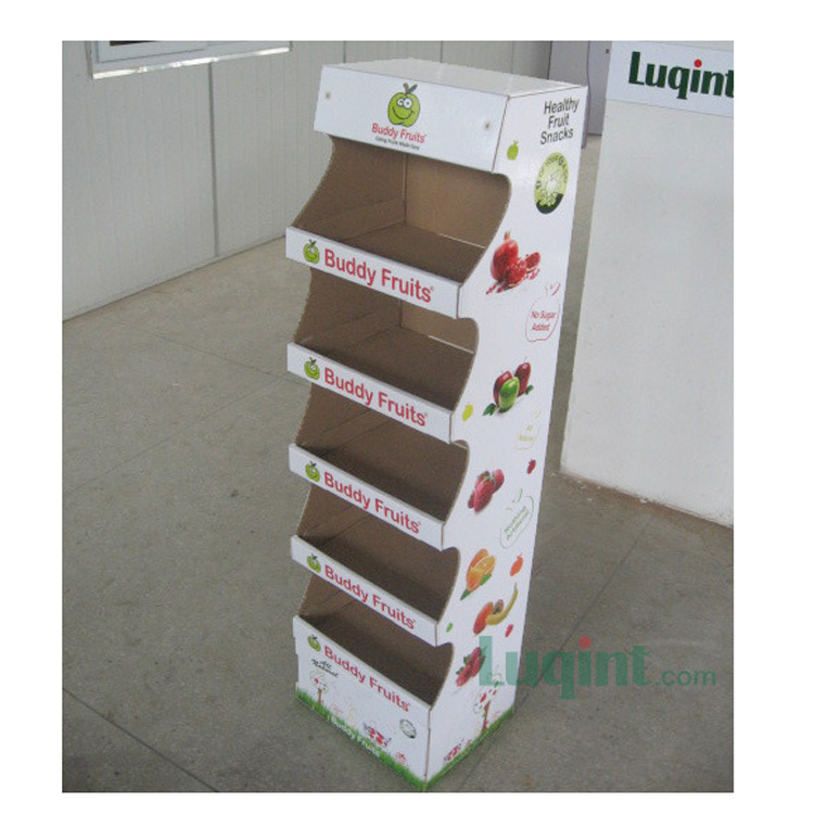 巴迪水果展示架 出口水果货架 落地式瓦楞组装纸货架