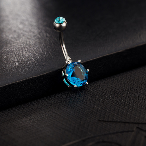 Multicolor zircon medical steel belly button ring, belly button button, piercing fashion navel jewelry factory direct sale