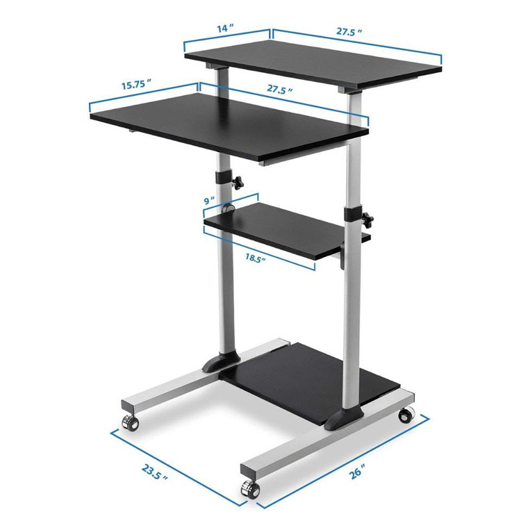 移动站起来桌子/高度可调电脑操作台滚动展示车家庭电脑桌