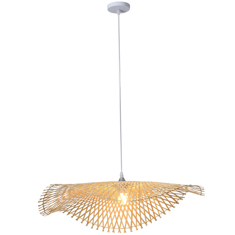 Bambú chino tejido lámpara de bambú hecho a mano japonés té Zen araña tatami dormitorio olla caliente restaurante comedor lámpara de mesa