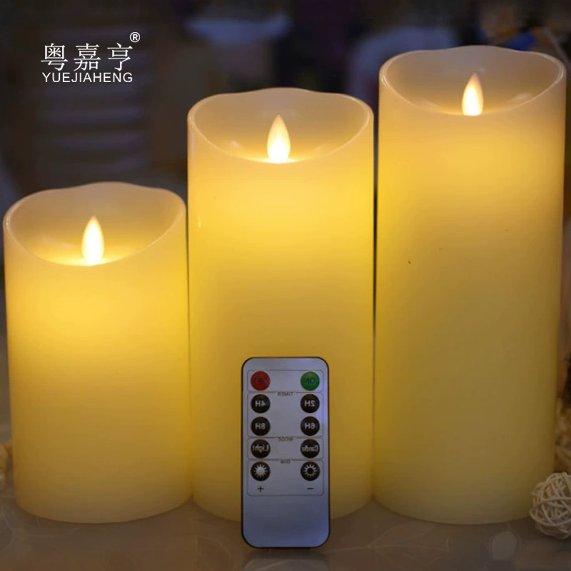 LED Electronic Candle (Jiaheng) — Large Diameter Remote Control, Paraffin + Electronic, Multiple Sizes