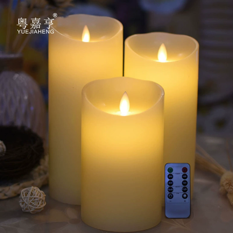 LED Electronic Candle (Jiaheng) — Large Diameter Remote Control, Paraffin + Electronic, Multiple Sizes
