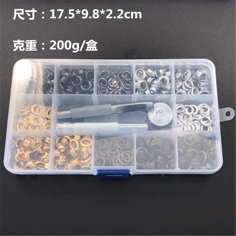 Para transfronteriza 200 sets diámetro interior 6mm agujero de aire de metal + herramienta de instalación de ojo de vapor hebilla de ojal de cobre hebilla de ojo de zapato en stock