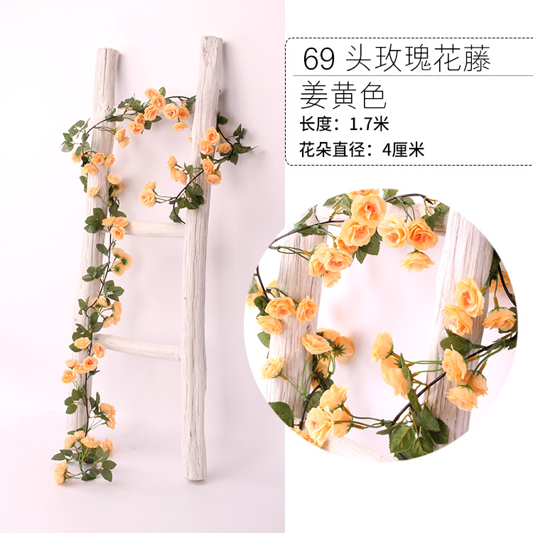 Enredadera de rosas artificiales con 45 cabezas - Decoraciones florales artificiales para bodas, enredaderas de flores de seda y vegetación sintética