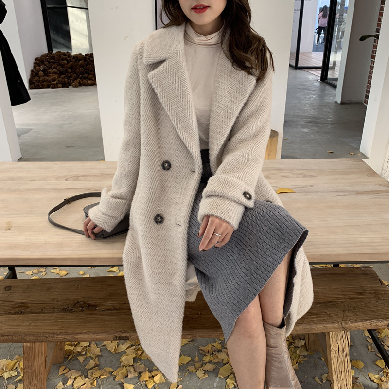 Faux Rabbit Fur Suit Collar Coat Image 2