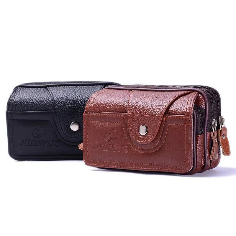 2021 New Belt Business Horizontal Mobile Phone Bag Pu Waist Bag Men's Middle-Aged and Elderly Waterproof Multi-Function Wholesale