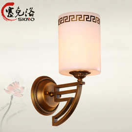 厂家直销中式天然云石铜壁灯 创意客厅背景墙卧室床头阅读LED壁灯