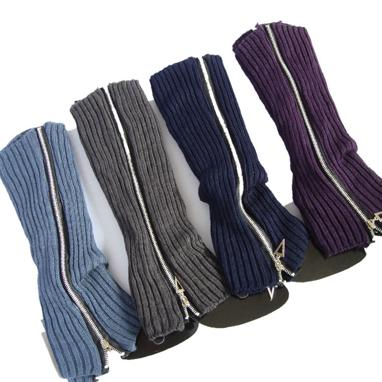 Woolen gaiters, demi-season knitted socks with zipper, Korean style