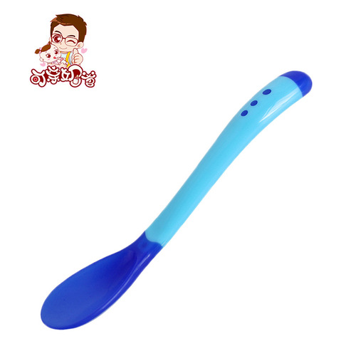 Kissable daddy baby temperature sensing spoon baby temperature sensing soft soup spoon head infant feeding tableware spoon single pack