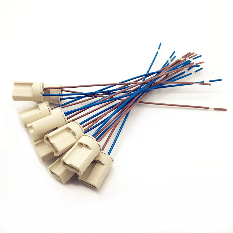 Европейские прожекционные лампы керамические патроны небольшой G9 лысая головка лампы с синим коричневым высокотемпературным проводом VDE CE Сертификация ROHS