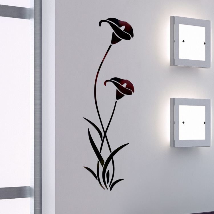 Flower flower wall sticker diy acrylic Lily mirror wall sticker hallway bedroom living room wall decoration sticker Flower flower wall sticker diy acrylic Lily mirror wall sticker hallway bedroom living room wall decoration sticker