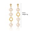 Retro fashionable earrings from pearl, European style, simple and elegant design