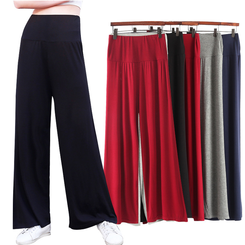 Modal high waist wide-leg pants for women Spring and Autumn new women's pants thin modal drape casual straight mop pants
