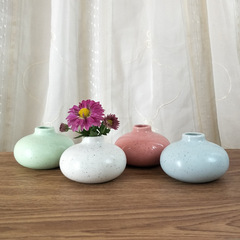Ceramic Aroma Craft Vase Creative Home Decor Ornament Flat Black Dot Low Bottle White Pink Light Blue Green