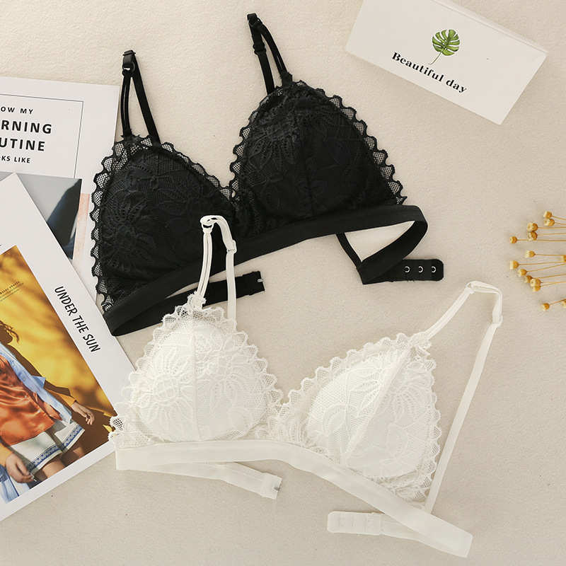 Europa y América sexy encaje inalámbrico sujetador francés desmontable triángulo taza ropa interior de las mujeres ajustable chica tubo superior