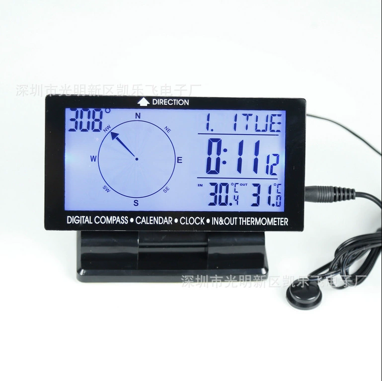 CD60 с подсветкой большой экран автомобильный двойной термометр автомобильный компас календарь часы многофункциональный пять в одном многофункциональный