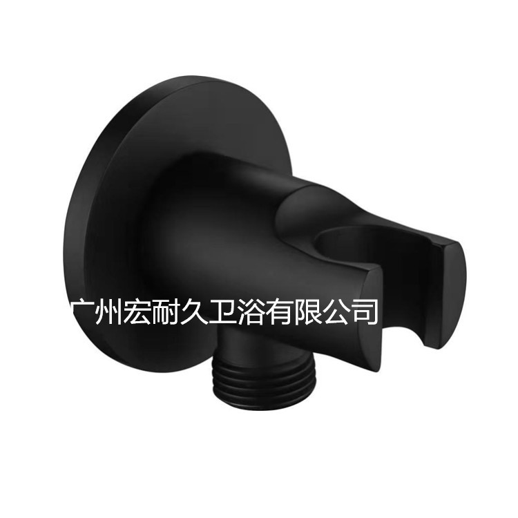 铜黑色花洒固定座浴室淋浴手持花洒支架入墙安装铜座