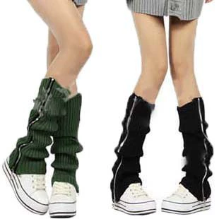 Woolen gaiters, demi-season knitted socks with zipper, Korean style