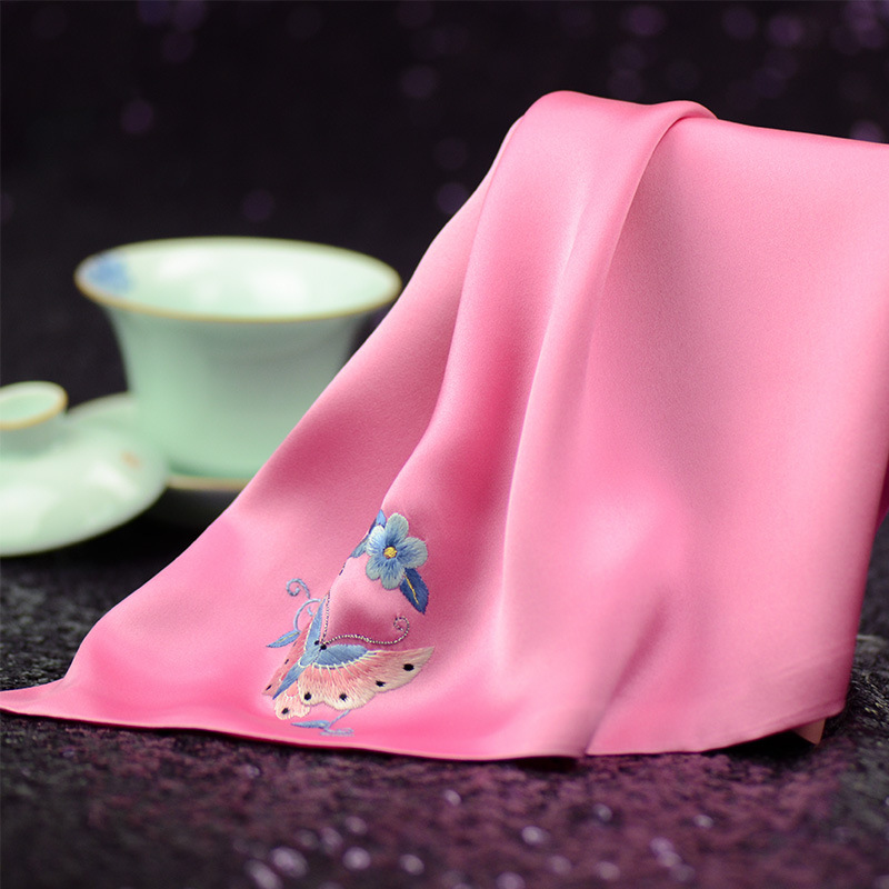 The manufacturer supplies new hand-embroidered silk handkerchief for…