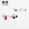 Earrings, zirconium, diamond, accessory, silver 925 sample, Korean style