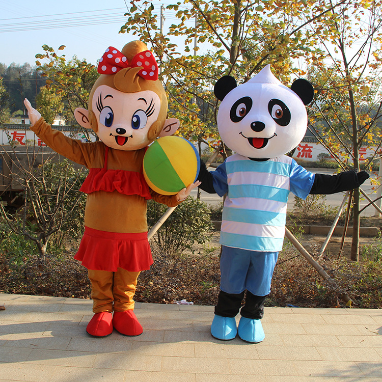 长毛熊猫卡通人偶服装演出服装道具服装卡通服装熊猫猴子服饰批发