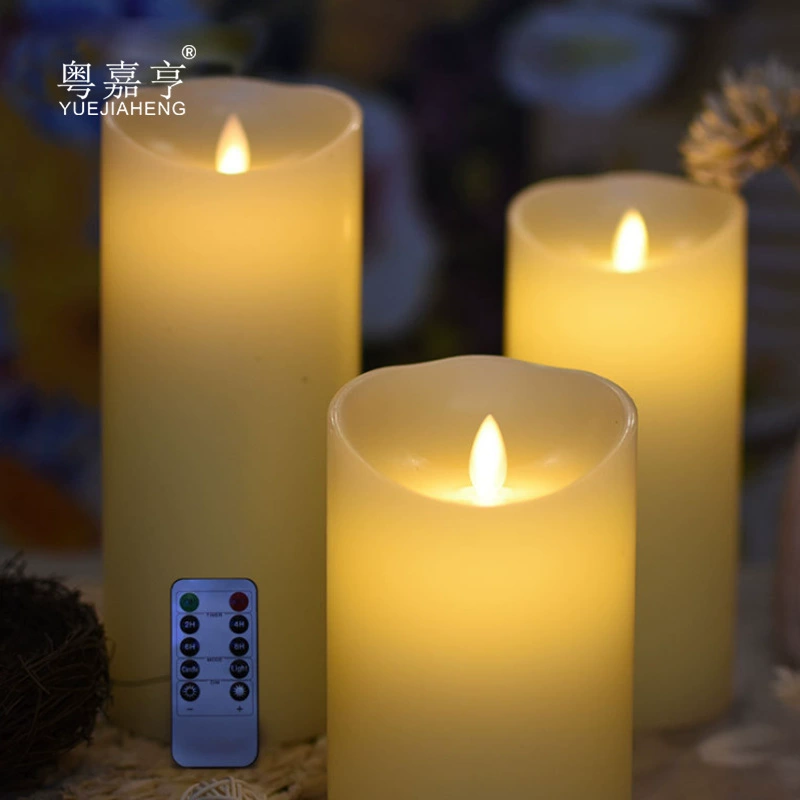 LED Electronic Candle (Jiaheng) — Large Diameter Remote Control, Paraffin + Electronic, Multiple Sizes