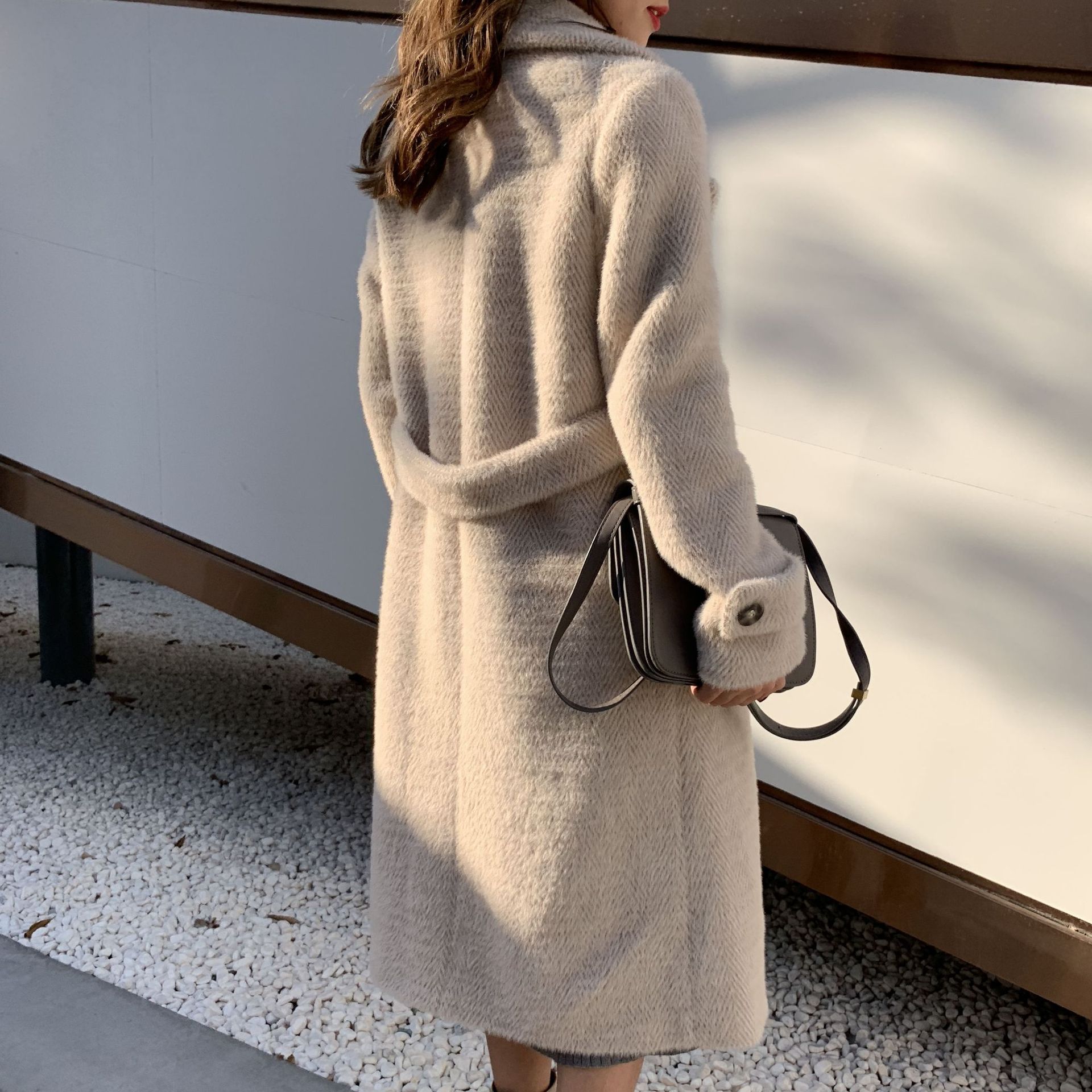 Faux Rabbit Fur Suit Collar Coat Image 5