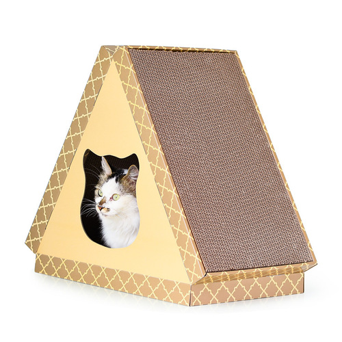 Deku Four Seasons Triangular Flat Cat House Cat Scratching Board Cat Pet Claw Grinding Toy Triangular Cat Nest Warm