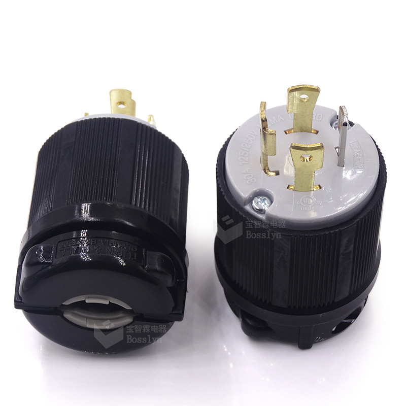 认证美国发电机插头 美式可装配式插头 NEMA L14-30P美规接线插头