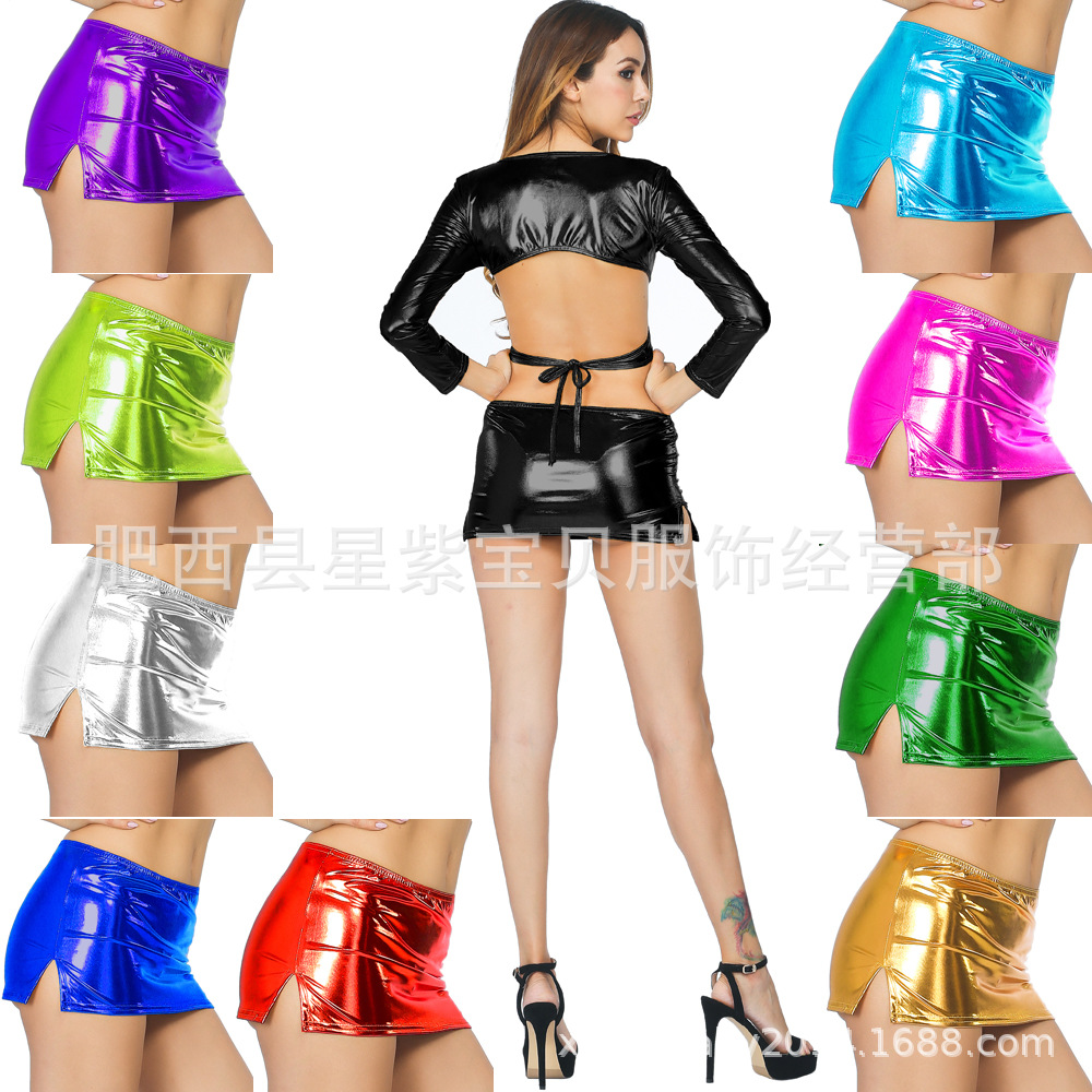 欧美风性感情趣内衣女士烫金紧身短裙外贸1815下