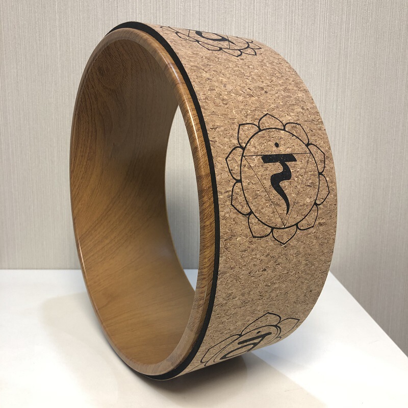Factory Sales Cork Yoga Wheel Quality Wood Grain Printing Back Bend Equipment Pregnant Women Auxiliary Dharma Wheel Pilate Ring