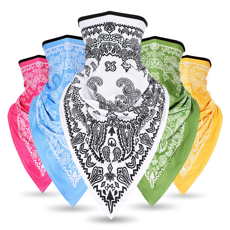 Cross-border Rushing Trend Ice Silk Turban Street Dance Fashion Cashew Flower Mask Hip-hop Neck Set Outdoor Riding Triangle Scarf Cross-border Rushing Trend Ice Silk Turban Street Dance Fashion Cashew Flower Mask Hip-hop Neck Set Outdoor Riding Triangle Scarf