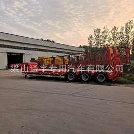 供应13米爬梯低平板半挂车价格  40英尺集装箱骨架半挂车图片