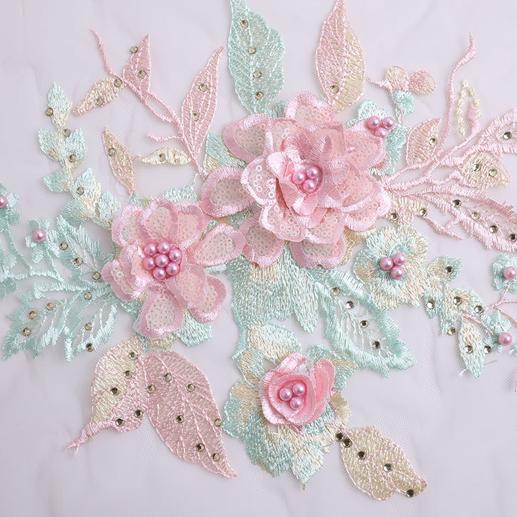 Stereo Embroidery Ordering Rhinting Lace Flower Piece Clothing Cloth Patch diy Handmade Decorative Lace Accessories