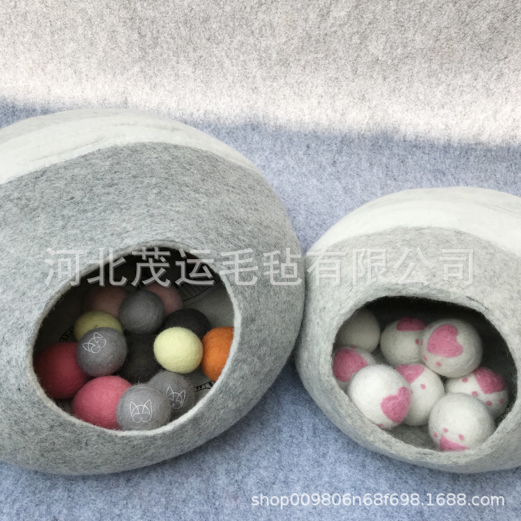 厂家直供 羊毛毡猫窝 厚实保暖宠物猫窝 羊毛一体毛毡窝