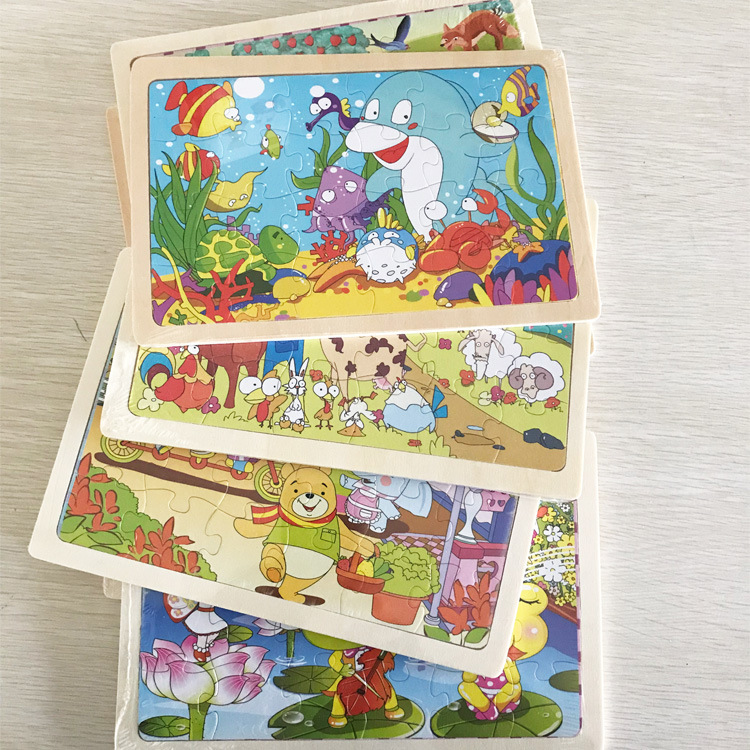 Rompecabezas de madera, corte de cuchillo, rompecabezas con marco, 24 piezas, 60 piezas, 100 piezas, procesamiento de rompecabezas, personalización