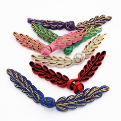 Leaf-shaped disc-button Tang-style dress and cheongsam decorative buttons, wheat-ear disc buttons for cheongsams and Tang outfits—vintage, handcrafted, available in customizable colors.