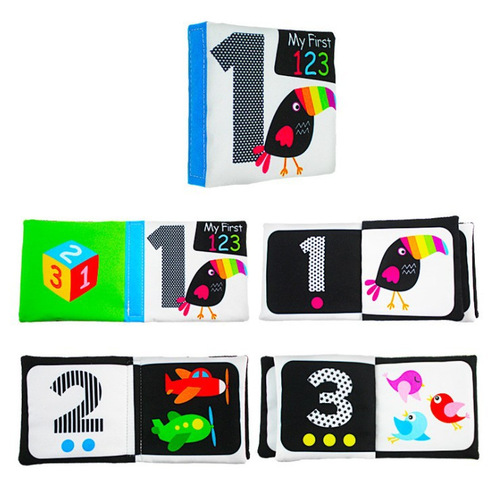 Infants and toddlers black and white enlightenment ring paper English cloth book early education toy baby unbreakable palm cloth book