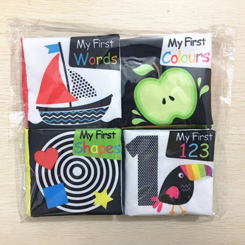 Infants and toddlers black and white enlightenment ring paper English cloth book early education toy baby unbreakable palm cloth book