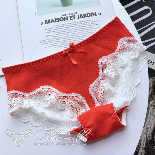 Big red festive red women's underwear for the year of birth, a variety of cotton ice silk lace sexy hollow bright red underwear