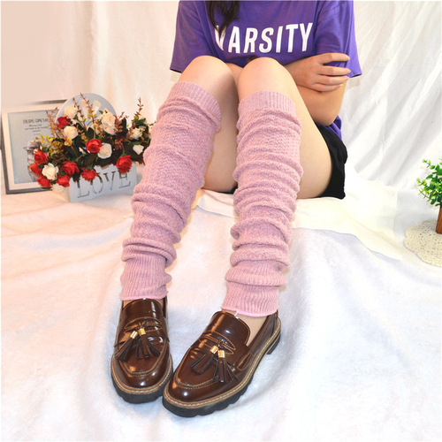 Autumn and winter wool over-the-knee socks, women's socks, base socks, Japanese knitted wool warm high socks, leg covers pile socks